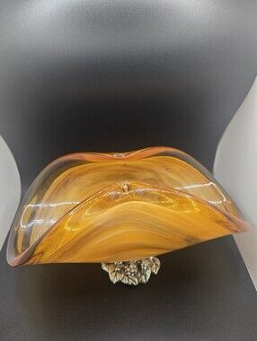 Amber Art Glass Centerpiece Bowl Murano